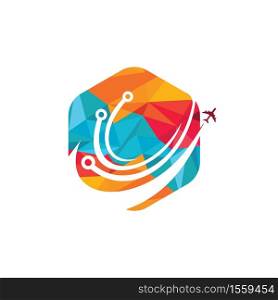 Travel tech vector logo design. Digital travel logo concept.