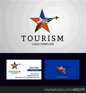 Travel Tierra del Fuego province Argentina flag Creative Star Logo and Business card design
