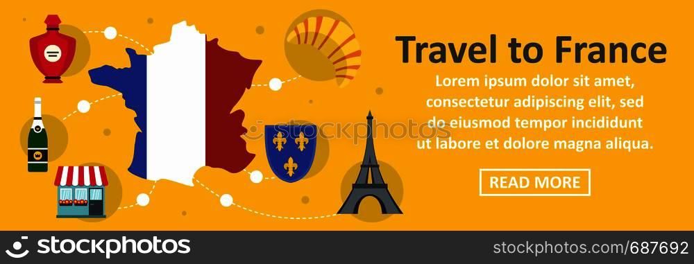 Travel to france banner horizontal concept. Flat illustration of travel to france banner horizontal vector concept for web. Travel to france banner horizontal concept