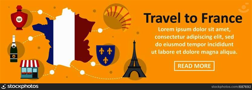 Travel to france banner horizontal concept. Flat illustration of travel to france banner horizontal vector concept for web. Travel to france banner horizontal concept