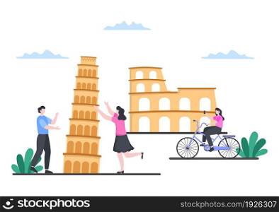 Travel to Italy Background Vector Illustration. Time to Visit the Icon Landmarks of these World Famous Tourist Attractions of the Country