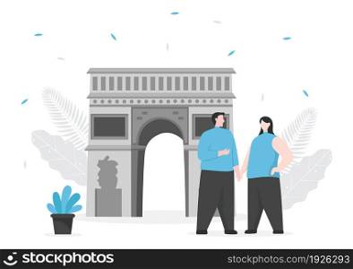 Travel to Paris or France Vector Illustration Background. Time to Visit for See the Beautiful and Romantic Scenery at the Eiffel Tower or Other Landmark Icon Place