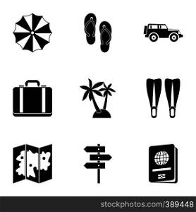 Travel to sea icons set. Simple illustration of 9 travel to sea vector icons for web. Travel to sea icons set, simple style