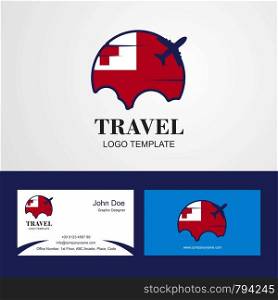 Travel Tonga Flag Logo and Visiting Card Design