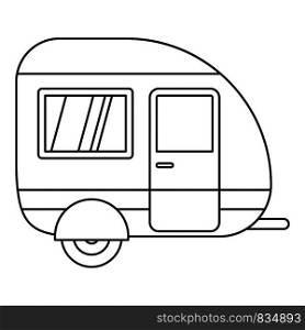 Travel trailer icon. Outline travel trailer vector icon for web design isolated on white background. Travel trailer icon, outline style