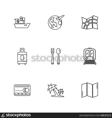 travel , transportation , car , bus , van , food , travelling, world , globe , map , navigation , compass , ship , boat , icon, vector, design, flat, collection, style, creative, icons