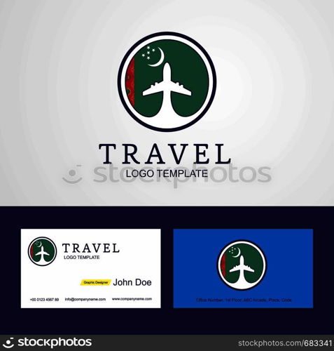 Travel Turkmenistan Creative Circle flag Logo and Business card design