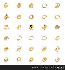 Travel website icons set, vector illustration, travel icons for smartphone on yellow background