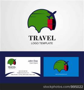 Travel Zambia Flag Logo and Visiting Card Design