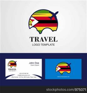 Travel Zimbabwe Flag Logo and Visiting Card Design