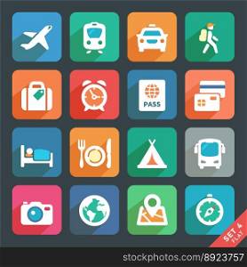 Traveling and transport icons vector image