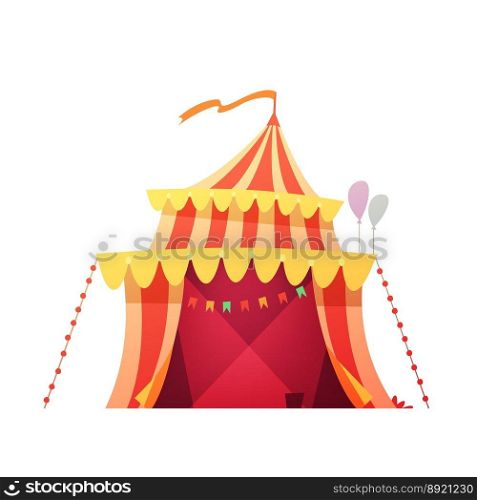 Traveling circus tent retro cartoon icon vector image