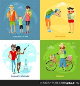 Traveling Concept Icons Set . Traveling concept icons set with photo trip and romantic journey symbols cartoon isolated vector illustration