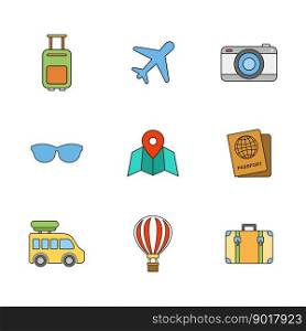 Traveling icon set vector design templates isolated on white background