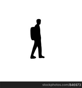 Traveling man silhouette icon. kid, boy, teenage. sack bag, moving, Simple Flat monochrome icon. vector illustration for web banner, web, mobile, infographics. black and white. Traveling man silhouette icon. kid, boy, teenage. sack bag, moving, Simple Flat monochrom