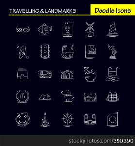 Travelling And Landmarks Hand Drawn Icon for Web, Print and Mobile UX/UI Kit. Such as: Fish, Sea Food, Snapper, Food, Arch, Landmark, Travel, Pictogram Pack. - Vector
