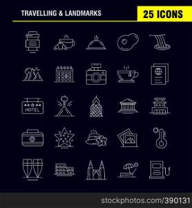 Travelling And Landmarks Line Icon for Web, Print and Mobile UX/UI Kit. Such as: Drink, Hotel, Glass, Health, Tea, Cake, Coffee, Hot, Pictogram Pack. - Vector