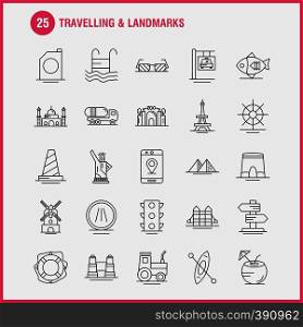 Travelling And Landmarks Line Icon for Web, Print and Mobile UX/UI Kit. Such as: Fish, Sea Food, Snapper, Food, Arch, Landmark, Travel, Pictogram Pack. - Vector