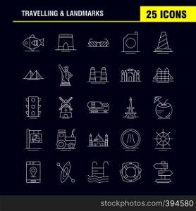 Travelling And Landmarks Line Icon for Web, Print and Mobile UX/UI Kit. Such as: Fish, Sea Food, Snapper, Food, Arch, Landmark, Travel, Pictogram Pack. - Vector