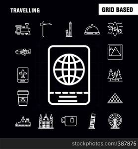 Travelling Line Icons Set For Infographics, Mobile UX/UI Kit And Print Design. Include: Globe, Internet, World, Communication, Clouds, Weather, Sky, Storm, Eps 10 - Vector