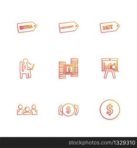 travelling , shopping, tags , discount , piechart , dollar , money, graph , coin , cart , icon, vector, design, flat, collection, style, creative, icons