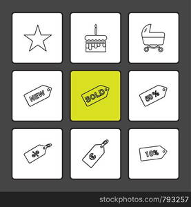 travelling , shopping, tags , discount , piechart , dollar , money, graph , coin , cart , icon, vector, design, flat, collection, style, creative, icons