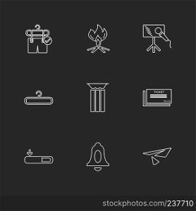 travelling, summer , vications  , bag  , torch , beer , drinks , bell , transportation , icon, vector, design,  flat,  collection, style, creative,  icons,