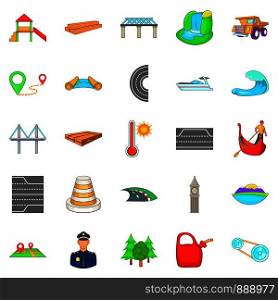 Traversal icons set. Cartoon set of 25 traversal vector icons for web isolated on white background. Traversal icons set, cartoon style