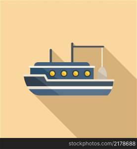 Trawler boat icon flat vector. Sea vessel. Fish ship. Trawler boat icon flat vector. Sea vessel