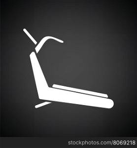 Treadmill icon. Black background with white. Vector illustration.