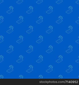 Treadmill running, gym equipment pattern vector seamless blue repeat for any use. Treadmill running pattern vector seamless blue