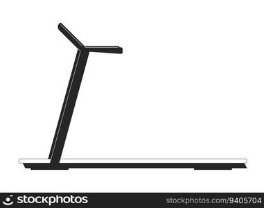 Treadmill sport equipment flat monochrome isolated vector object. Gym equipment for running. Editable black and white line art drawing. Simple outline spot illustration for web graphic design. Treadmill sport equipment flat monochrome isolated vector object