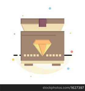 Treasure, Chest, Gaming Abstract Flat Color Icon Template