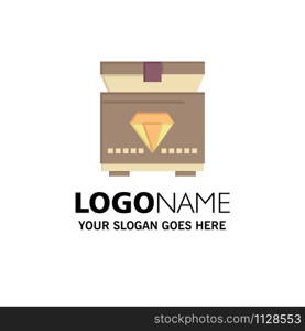 Treasure, Chest, Gaming Business Logo Template. Flat Color