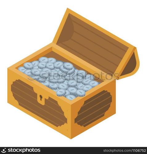 Treasure chest icon. Isometric of treasure chest vector icon for web design isolated on white background. Treasure chest icon, isometric style