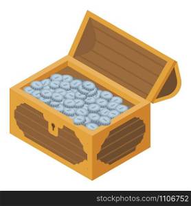 Treasure chest icon. Isometric of treasure chest vector icon for web design isolated on white background. Treasure chest icon, isometric style
