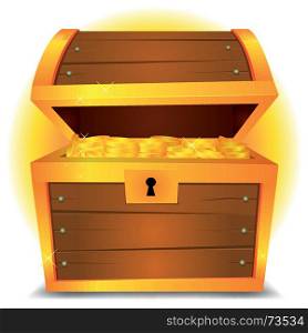 Treasure Chest. Illustration of a cartoon treasure chest with gold coins