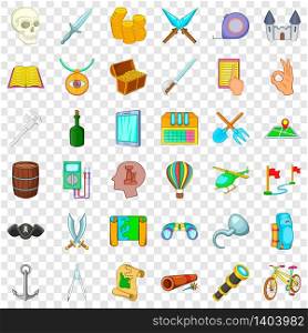 Treasure icons set. Cartoon style of 36 treasure vector icons for web for any design. Treasure icons set, cartoon style