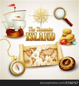 Treasure Island. Vector icons set EPS 10. Treasure Island. Vector icons set