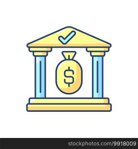 Treasury RGB color icon. Government department related to finance and taxation. Location where precious items are kept. Isolated vector illustration. Treasury RGB color icon