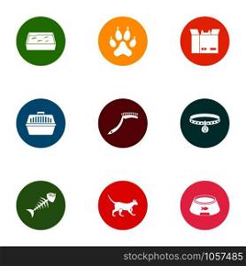 Treat the animal icons set. Flat set of 9 treat the animal vector icons for web isolated on white background. Treat the animal icons set, flat style