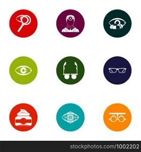 Treat vision icons set. Flat set of 9 treat vision vector icons for web isolated on white background. Treat vision icons set, flat style