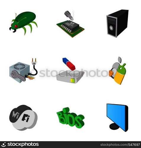 Treatment computer icons set. Cartoon illustration of 9 treatment computer vector icons for web. Treatment computer icons set, cartoon style