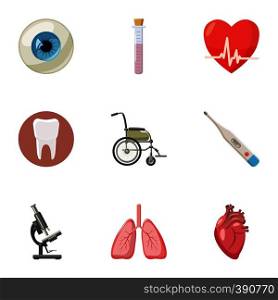 Treatment icons set. Cartoon illustration of 9 treatment vector icons for web. Treatment icons set, cartoon style
