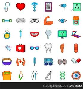 Treatment icons set. Cartoon style of 36 treatment vector icons for web isolated on white background. Treatment icons set, cartoon style