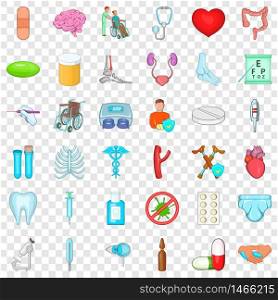 Treatment icons set. Cartoon style of 36 treatment vector icons for web for any design. Treatment icons set, cartoon style