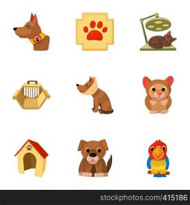 Treatment of animals icons set. Cartoon illustration of 9 treatment of animals vector icons for web. Treatment of animals icons set, cartoon style