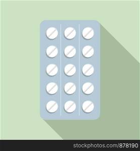Treatment pills pack icon. Flat illustration of treatment pills pack vector icon for web design. Treatment pills pack icon, flat style
