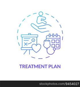 Treatment plan blue gradient concept icon. Course of action. Medical intervention. Disease management. Pediatric patient abstract idea thin line illustration. Isolated outline drawing. Treatment plan blue gradient concept icon