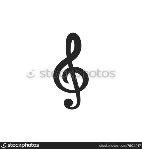 Treble clef icon isolated musical note template. Vector G-clef thin line sign. Musical note sign isolated vector treble clef